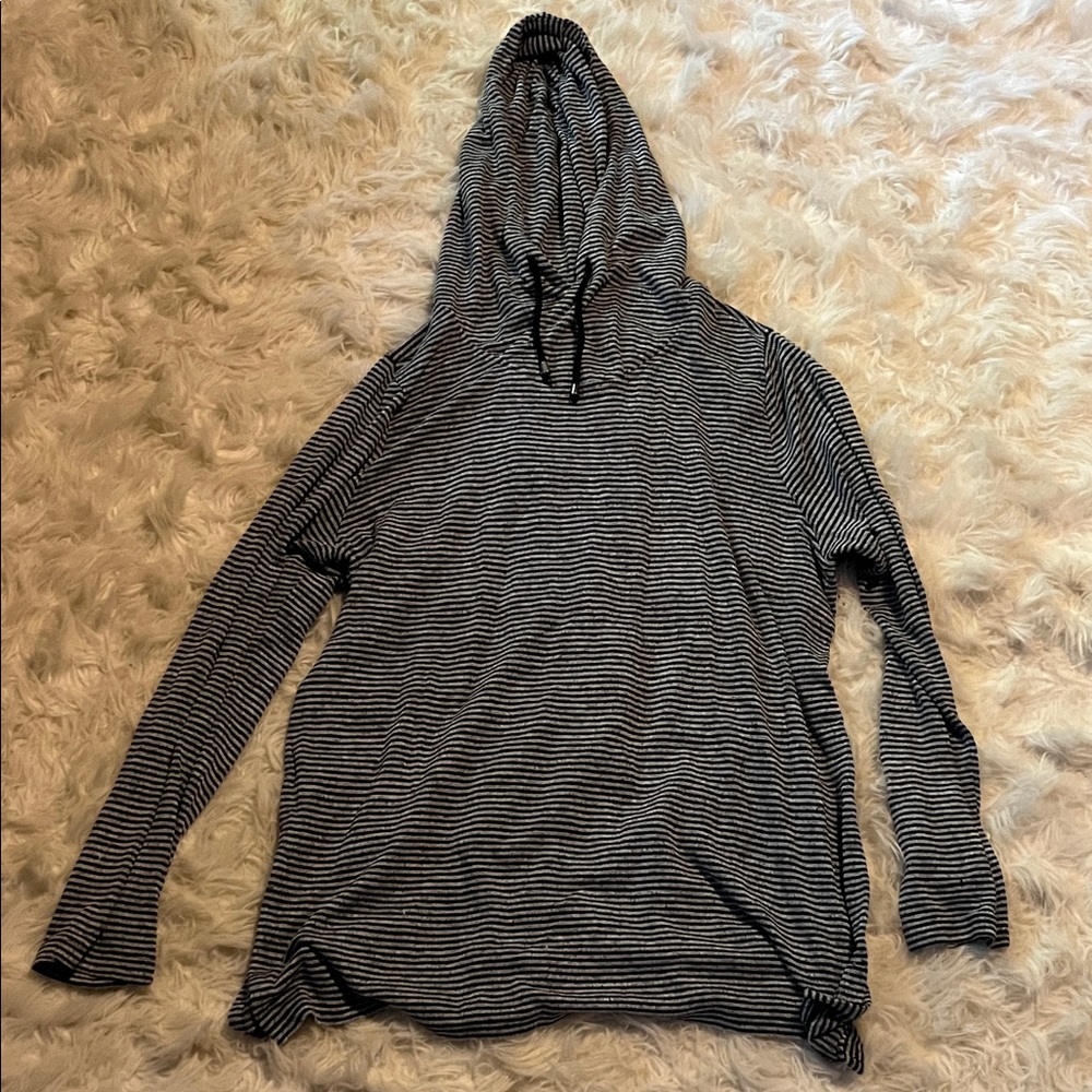 Premise Black & White Striped Hooded Shirt